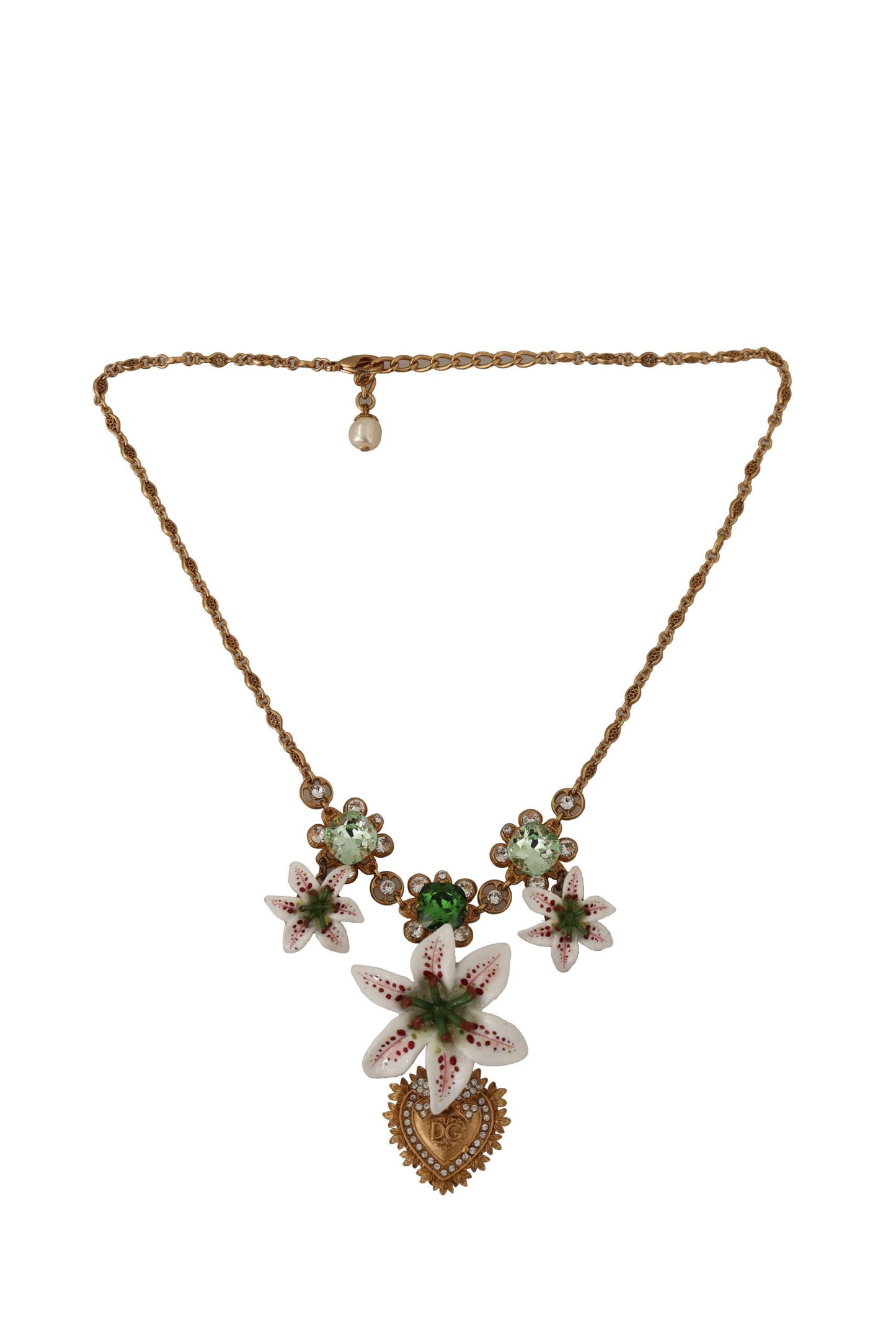 Dolce & Gabbana Elegant Amore Heart Floral Statement Necklace