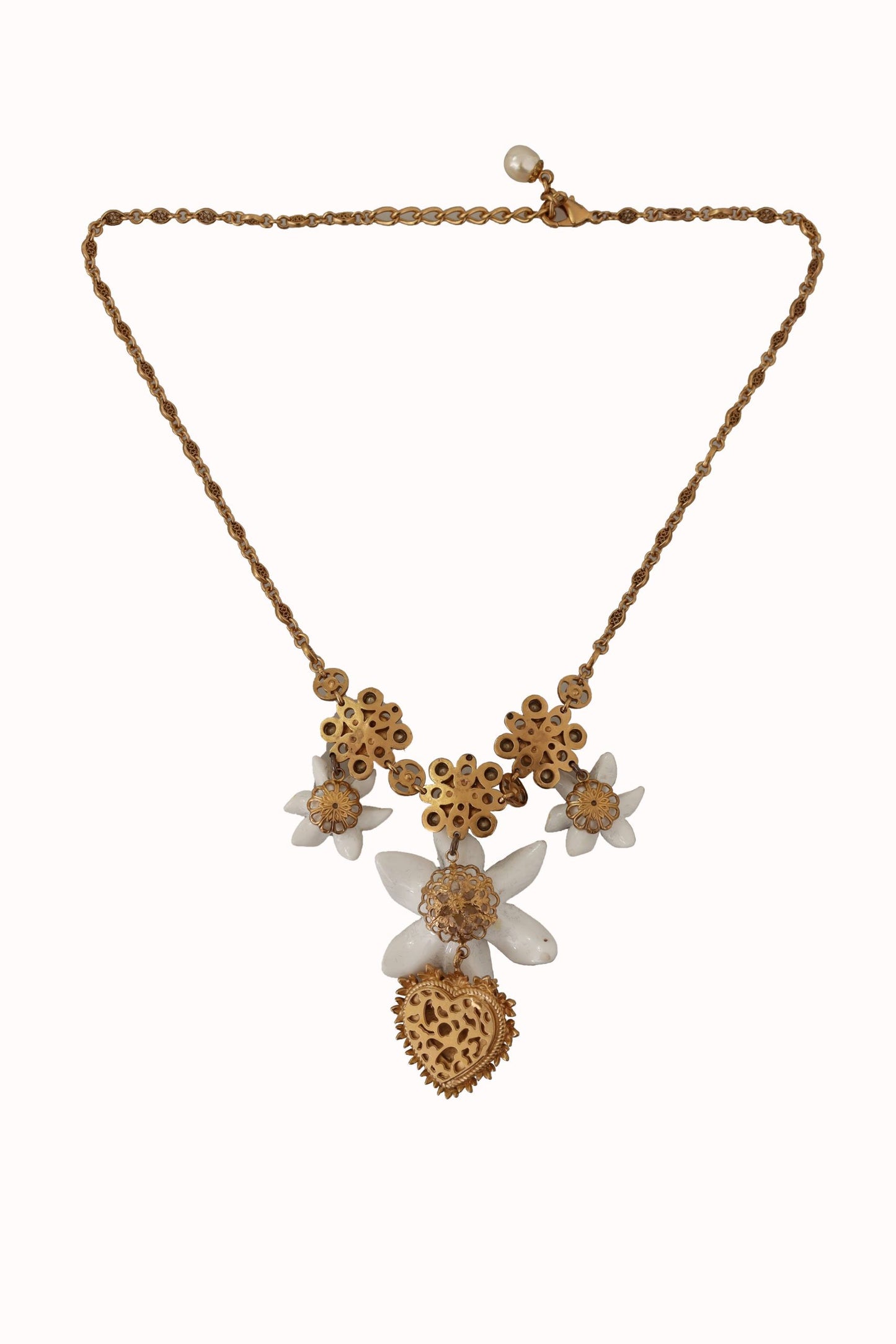 Dolce & Gabbana Elegant Amore Heart Floral Statement Necklace