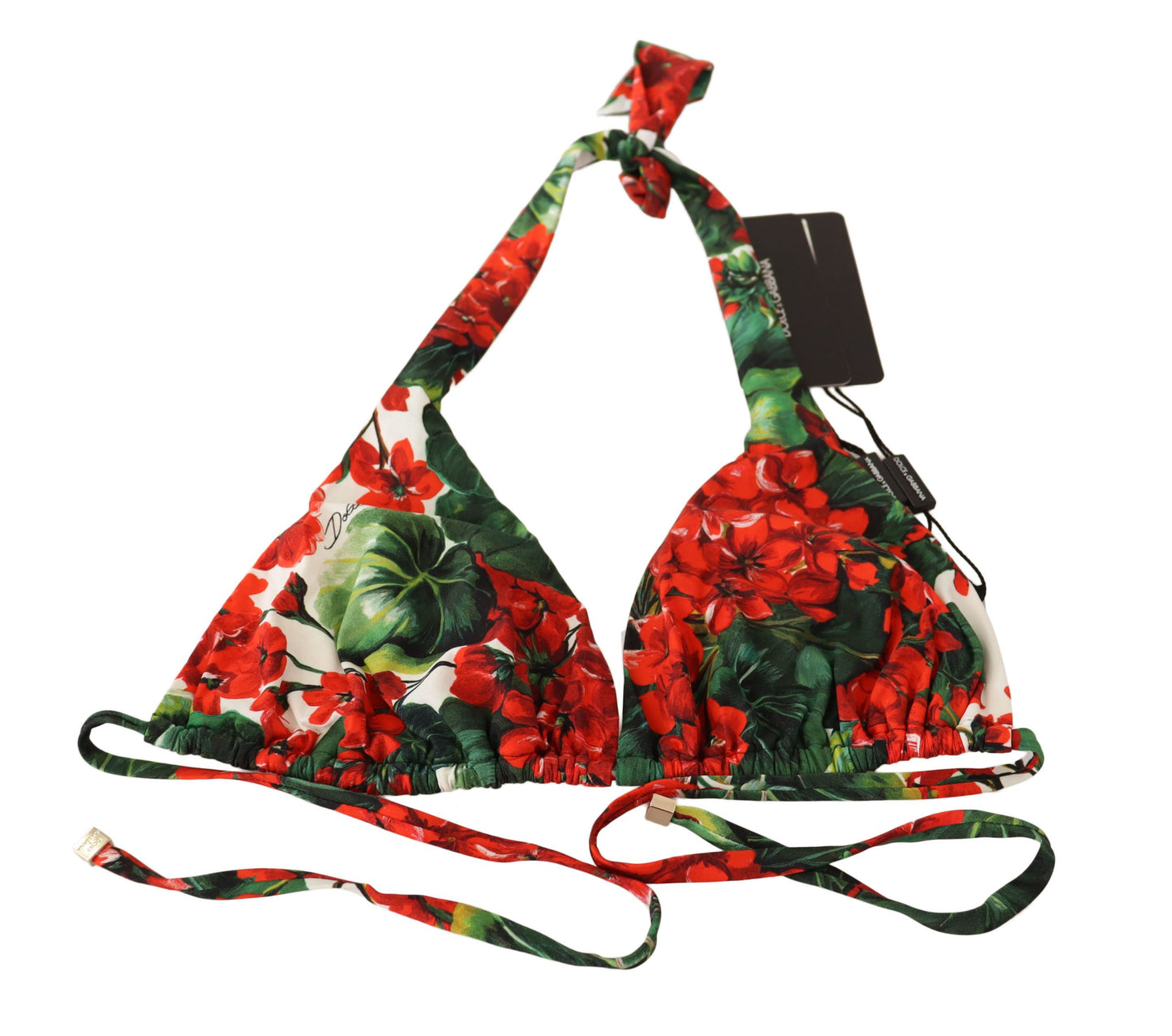 Dolce & Gabbana Red Floral Print Bikini Top