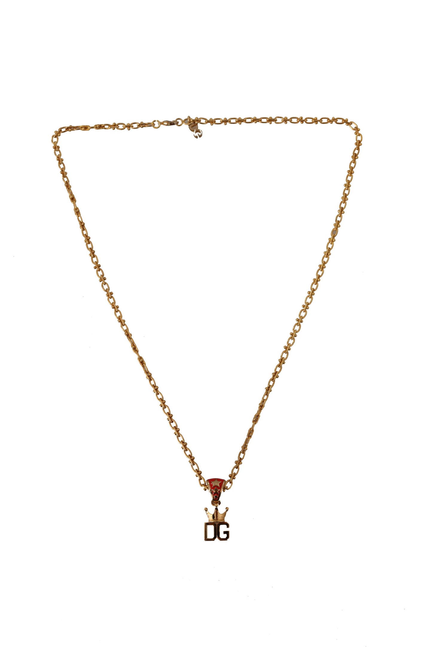 Dolce & Gabbana Gold Tone Brass Logo Charm Necklace