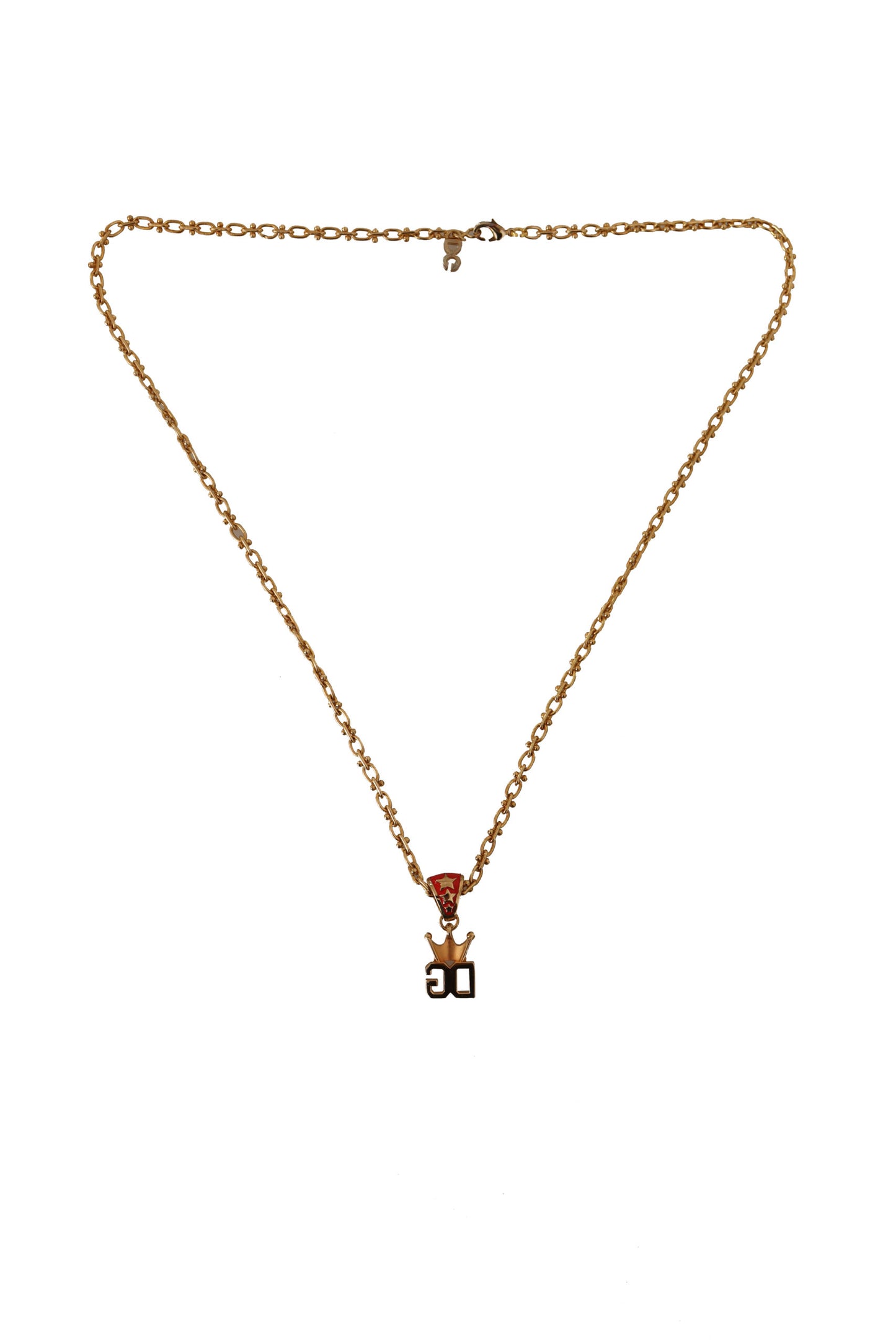 Dolce & Gabbana Gold Tone Brass Logo Charm Necklace