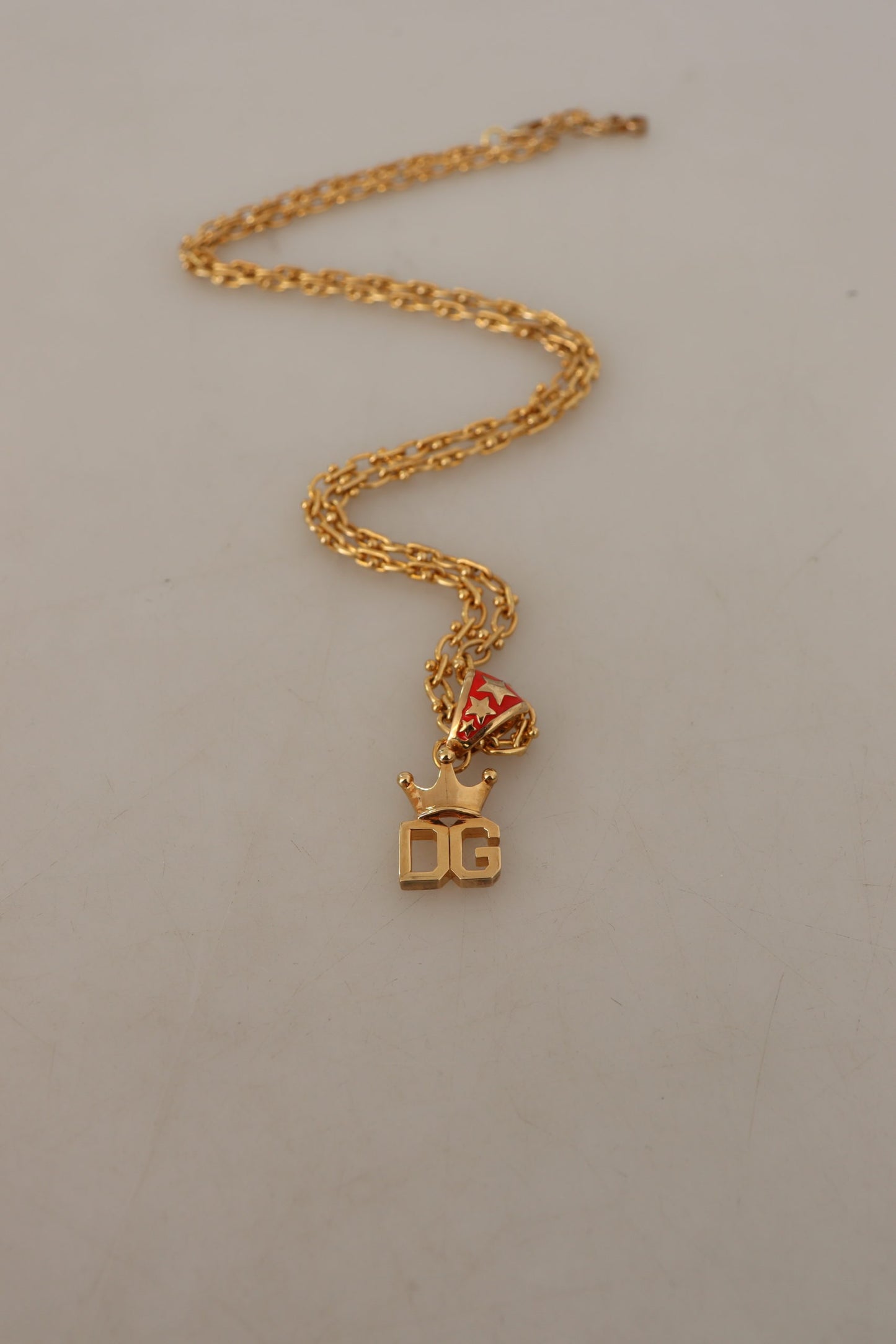 Dolce & Gabbana Gold Tone Brass Logo Charm Necklace