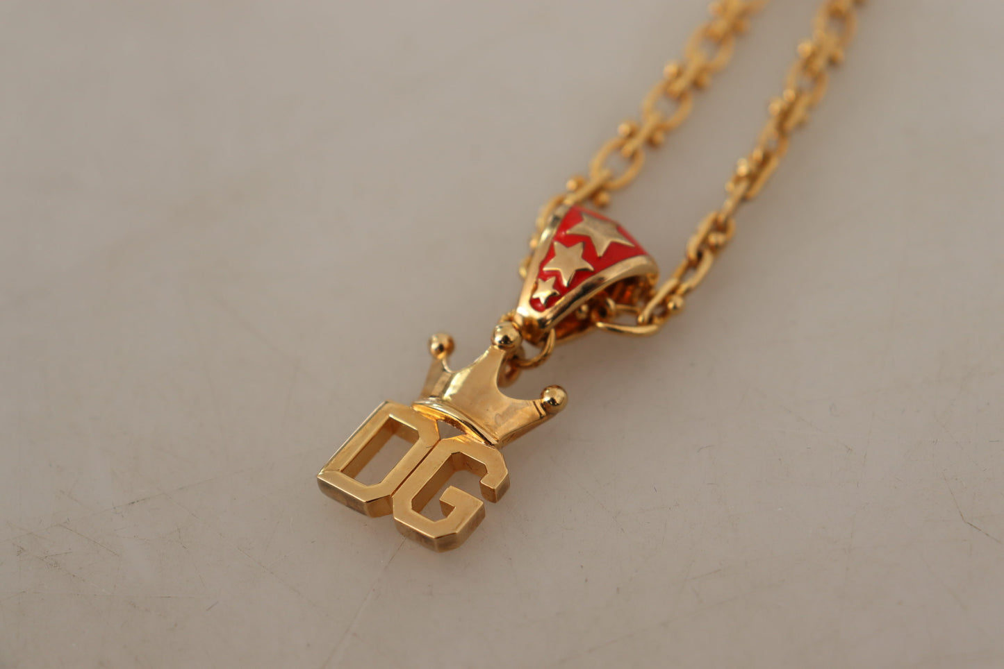 Dolce & Gabbana Gold Tone Brass Logo Charm Necklace