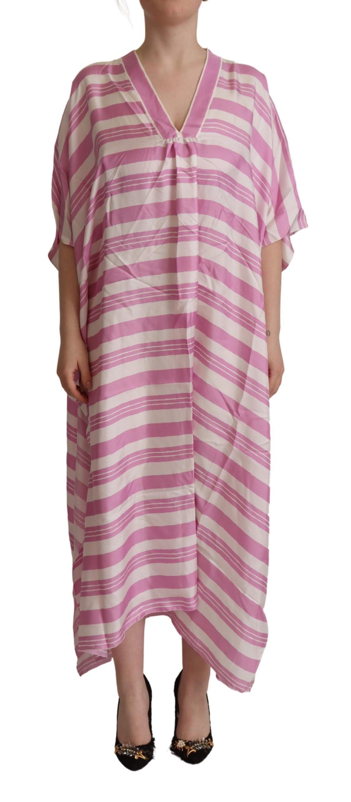 Dolce & Gabbana Silken Striped Kaftan Tunic Dress - Exclusive Design