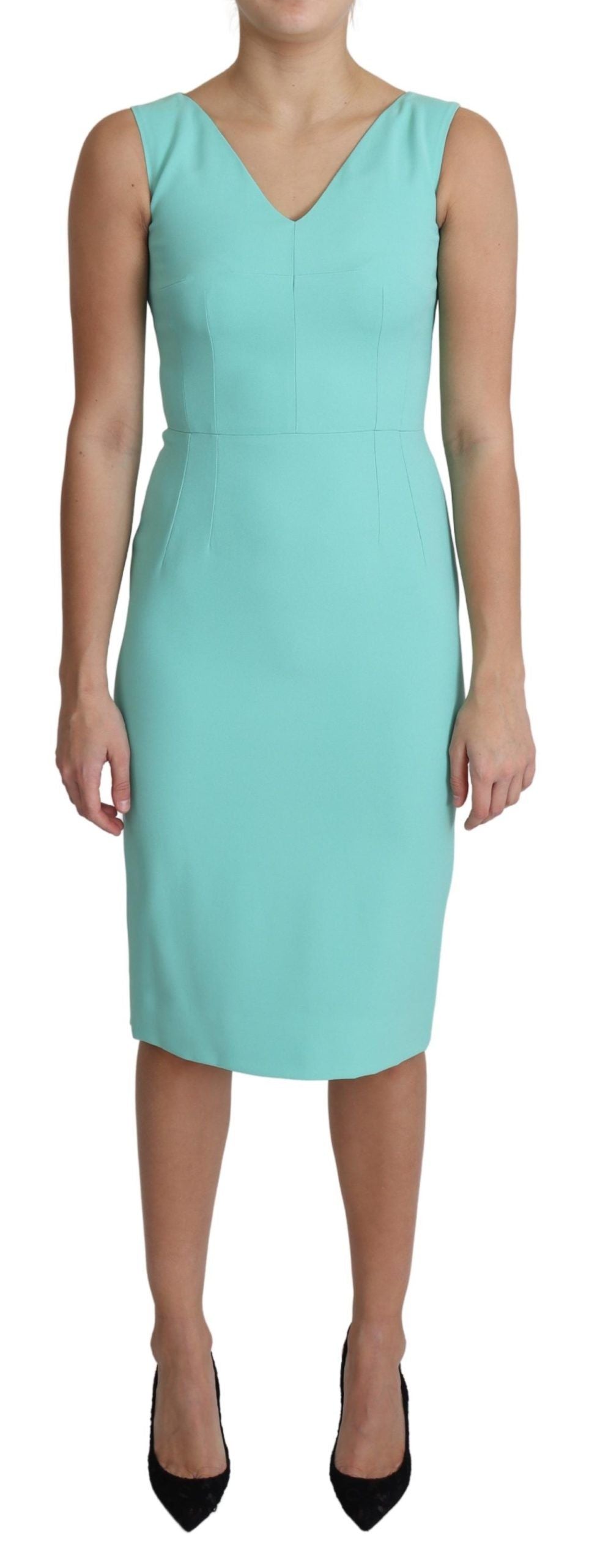 Dolce & Gabbana Elegant Light Blue Sleeveless Midi Dress