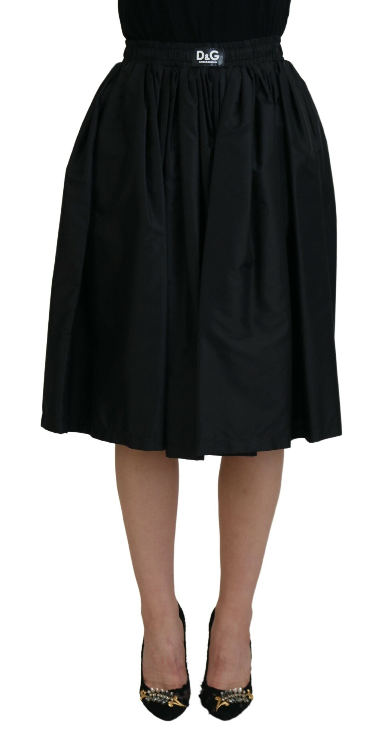 Dolce & Gabbana Elegant High Waist Midi Skirt in Black