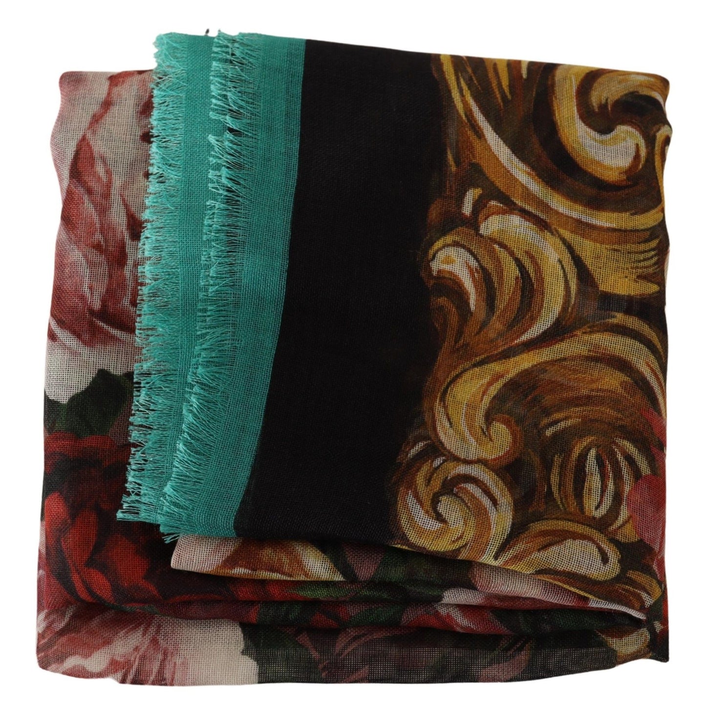 Dolce & Gabbana Multicolor Floral Print Cashmere Shawl Scarf