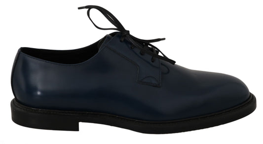 Dolce & Gabbana Elegant Blue Leather Derby Dress Shoes