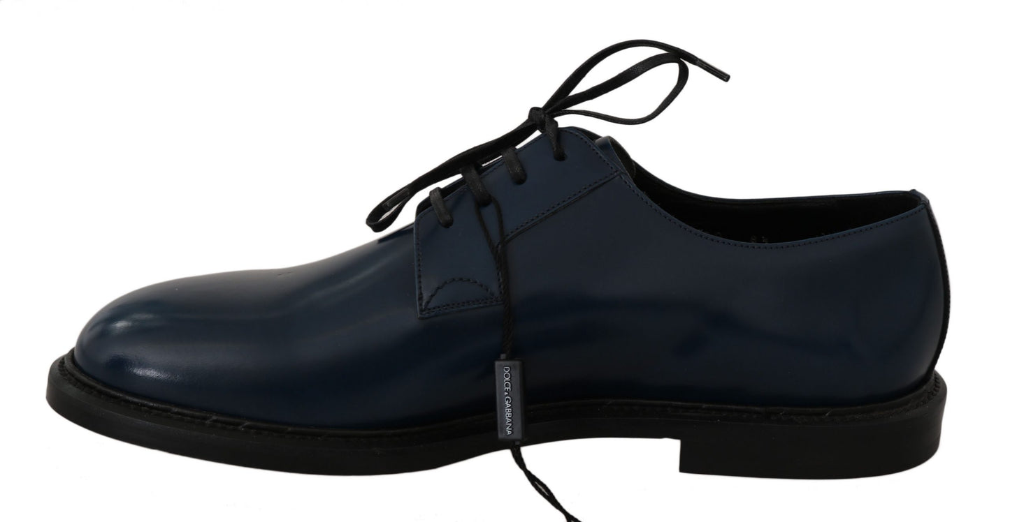 Dolce & Gabbana Elegant Blue Leather Derby Dress Shoes