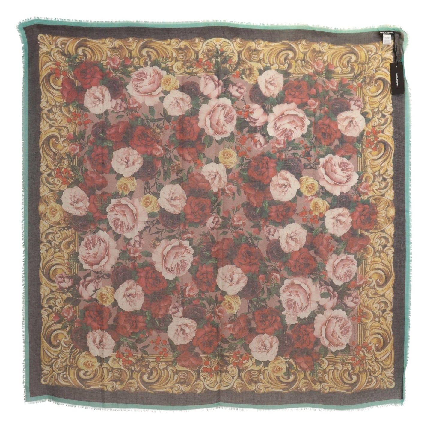 Dolce & Gabbana Multicolor Floral Print Cashmere Shawl Scarf