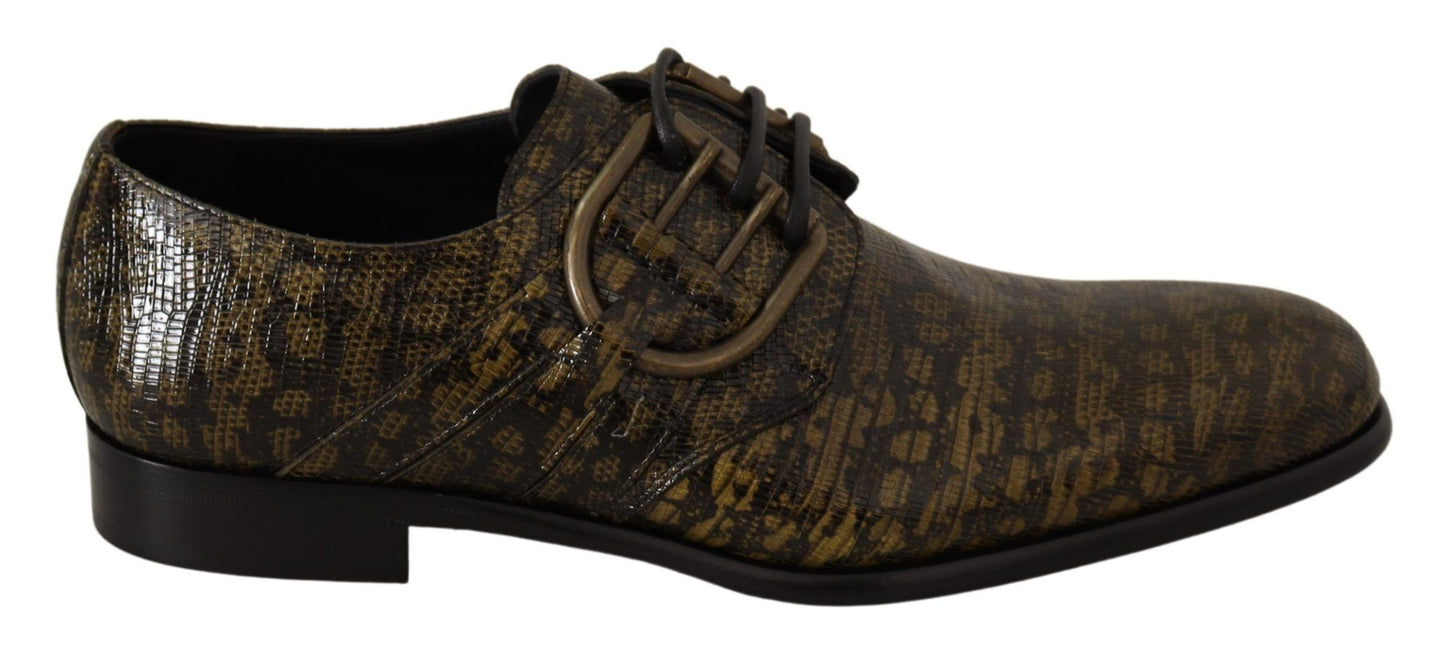 Dolce & Gabbana Exquisite Green Lizard Leather Derby Shoes