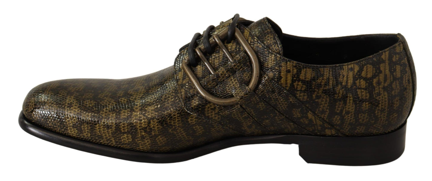 Dolce & Gabbana Exquisite Green Lizard Leather Derby Shoes