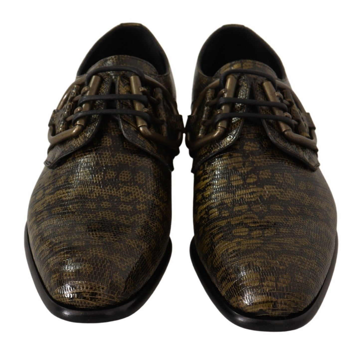 Dolce & Gabbana Exquisite Green Lizard Leather Derby Shoes