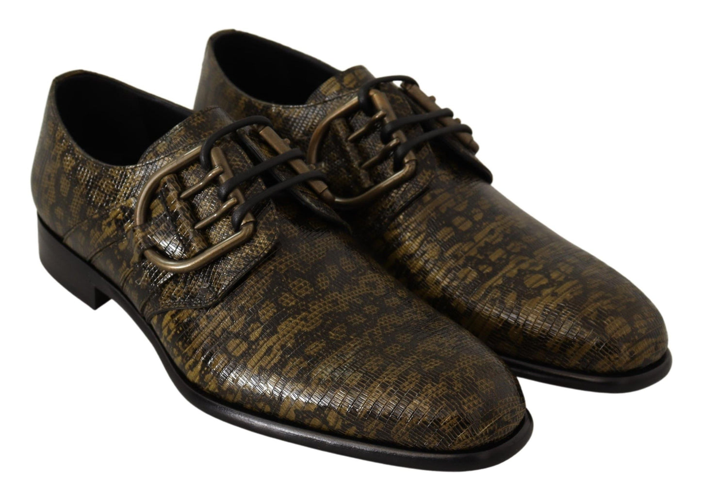 Dolce & Gabbana Exquisite Green Lizard Leather Derby Shoes