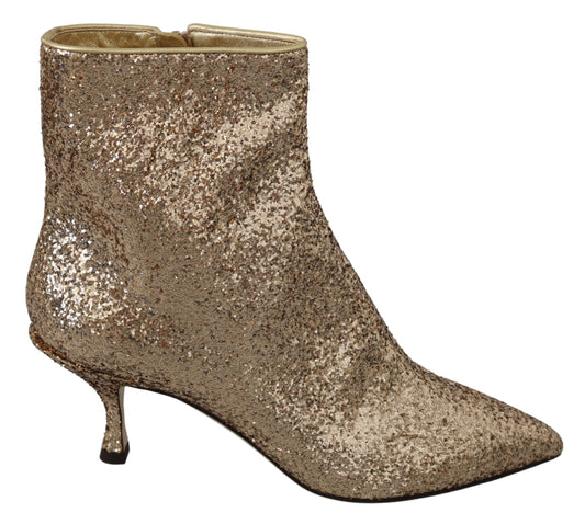 Dolce & Gabbana Glimmering Gold Sequined Leather Boots