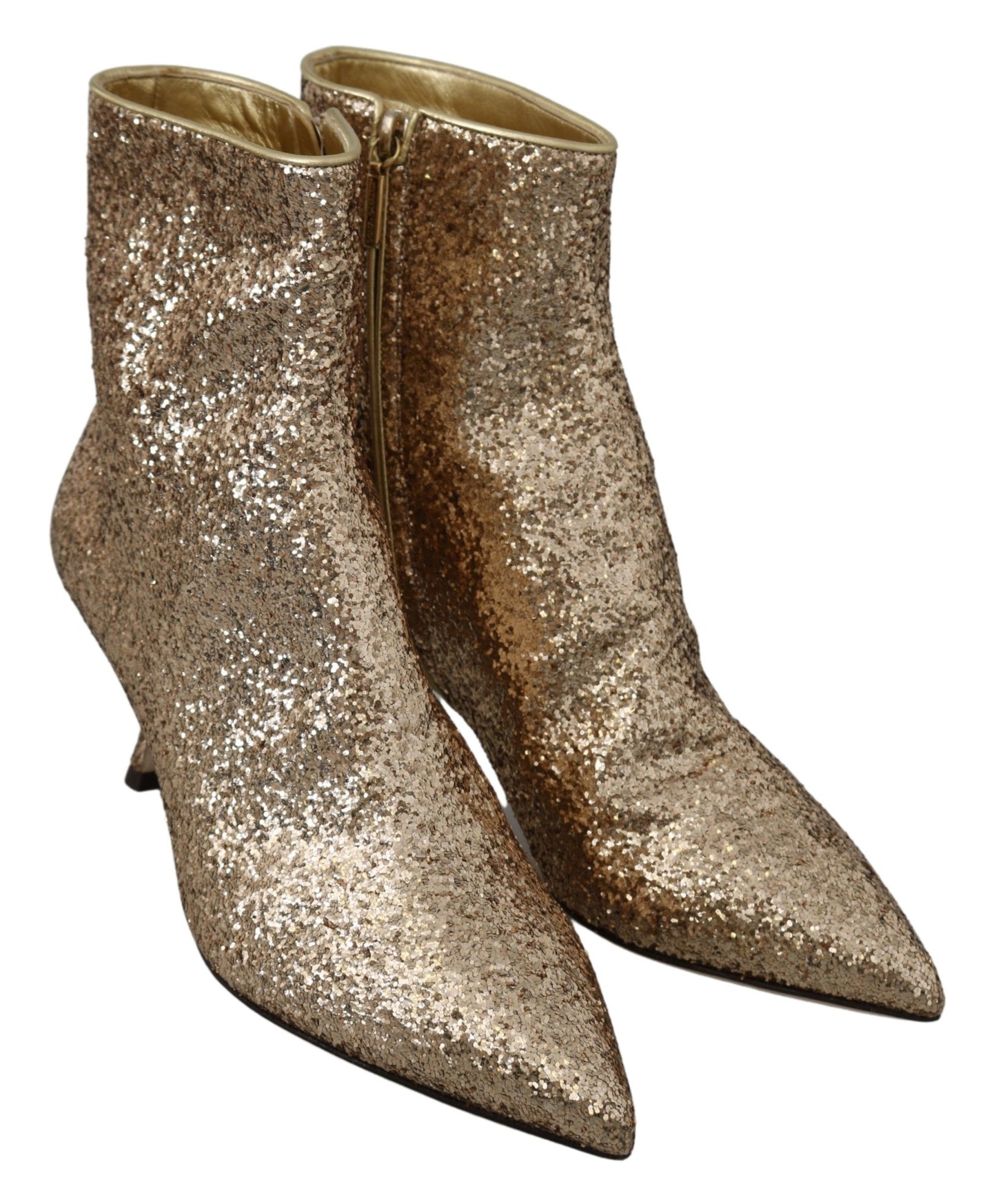 Dolce & Gabbana Glimmering Gold Sequined Leather Boots