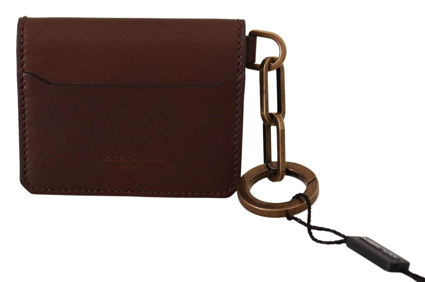 Dolce & Gabbana Elegant Medium Brown Leather Cardholder