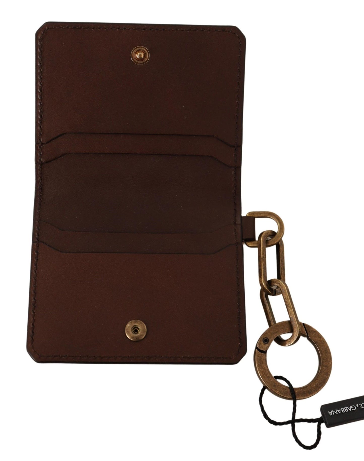 Dolce & Gabbana Elegant Medium Brown Leather Cardholder