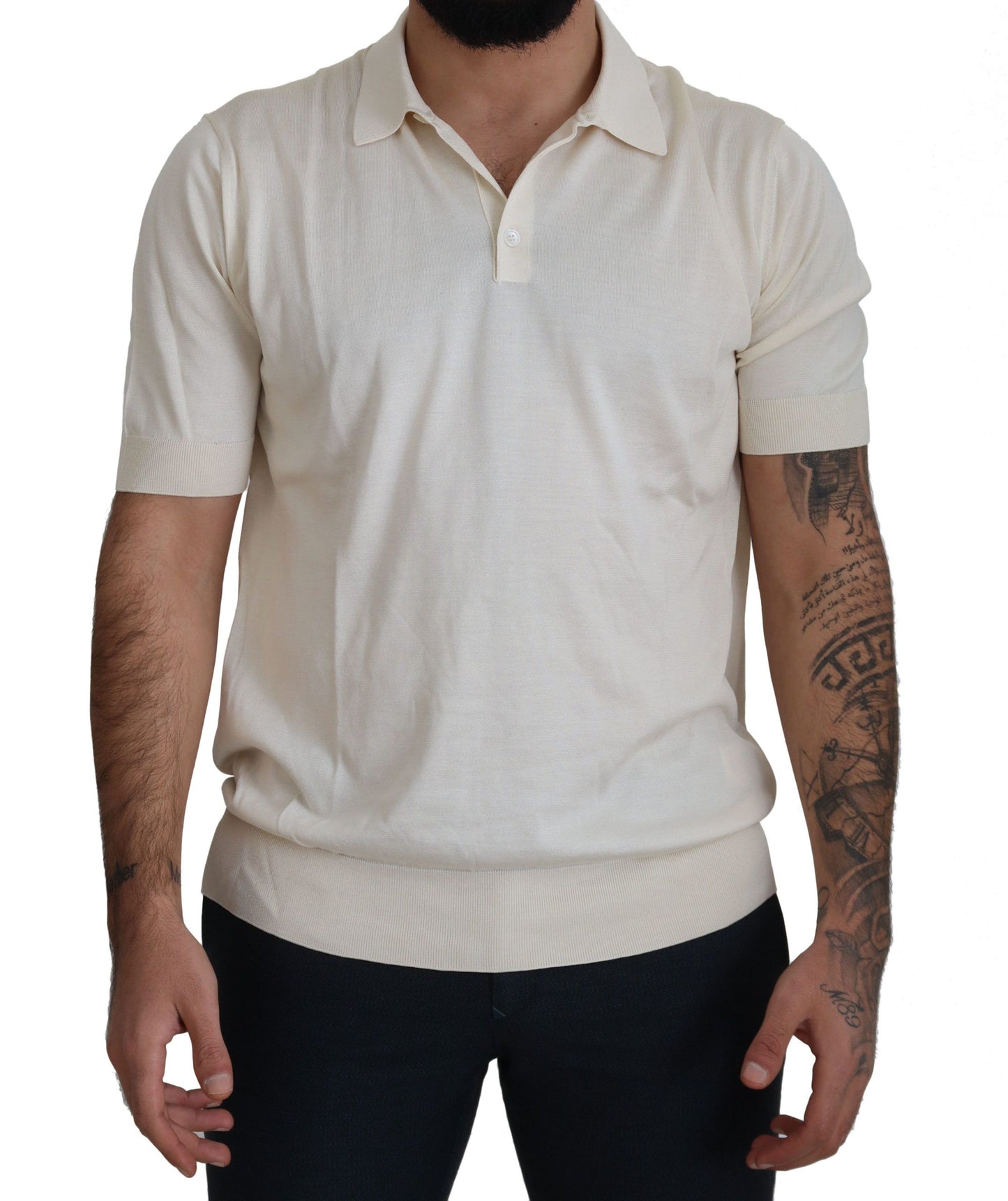 Dolce & Gabbana Elegant Ivory Silk Polo T-Shirt