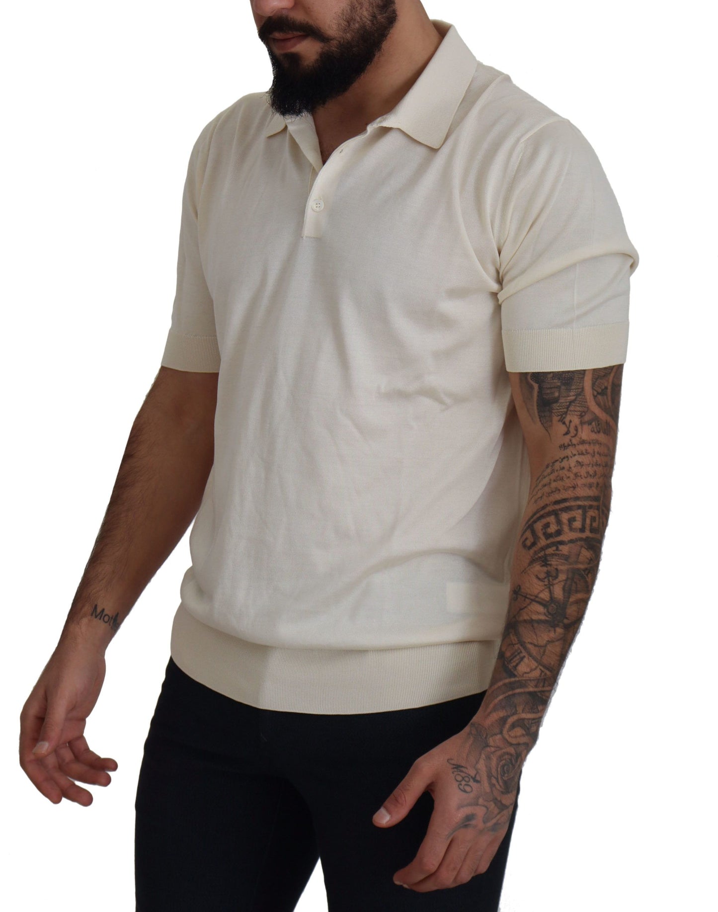 Dolce & Gabbana Elegant Ivory Silk Polo T-Shirt