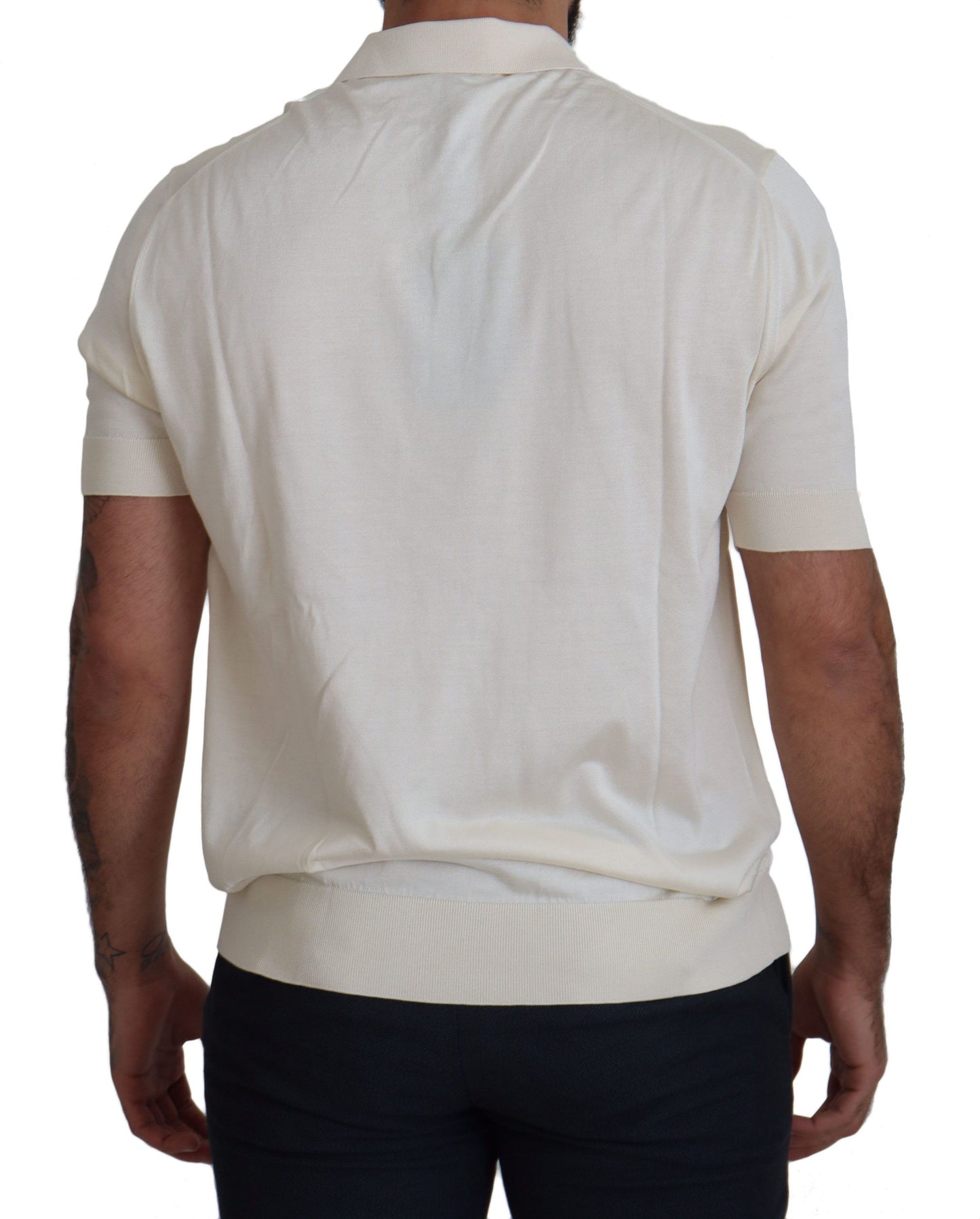 Dolce & Gabbana Elegant Ivory Silk Polo T-Shirt