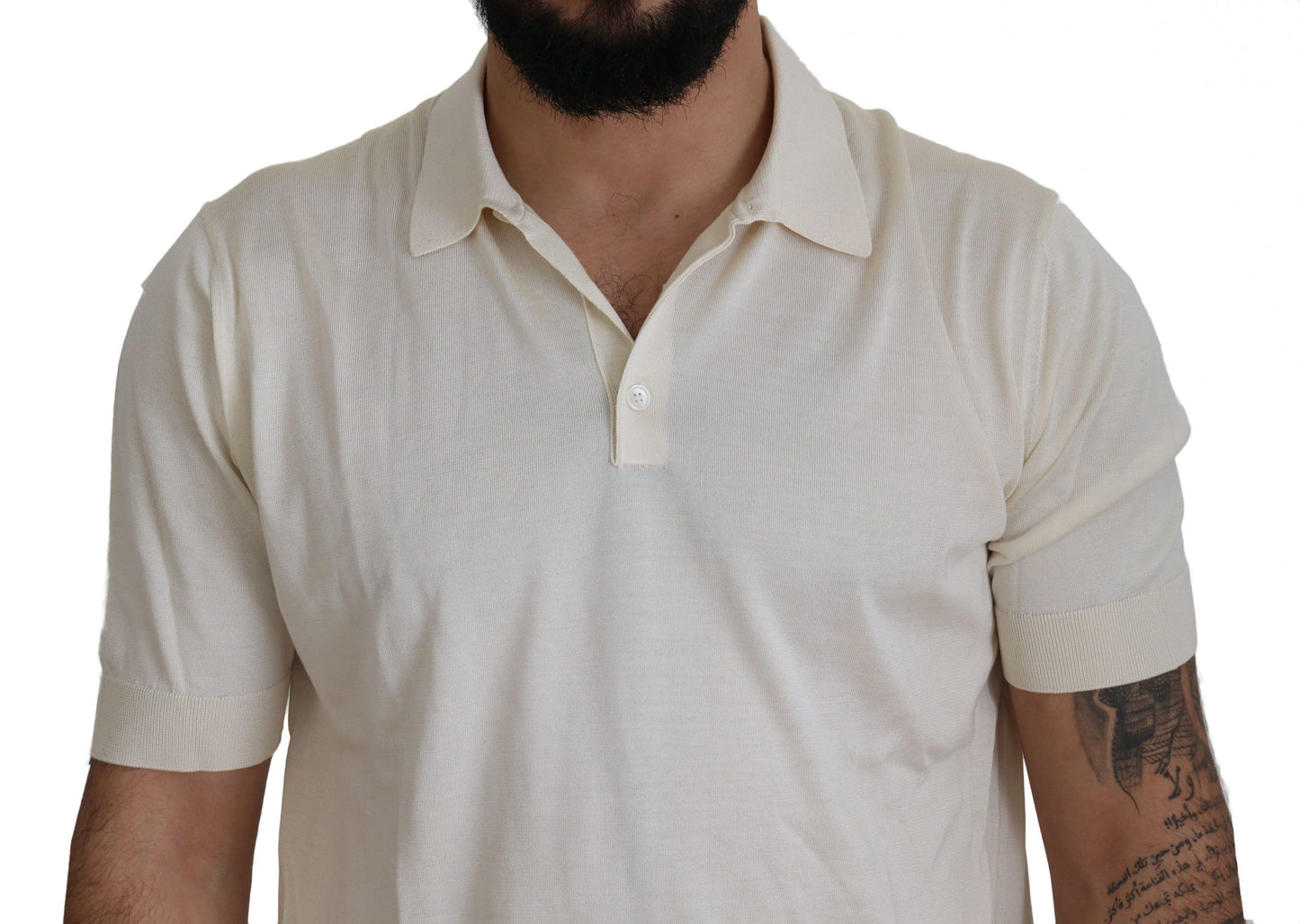 Dolce & Gabbana Elegant Ivory Silk Polo T-Shirt