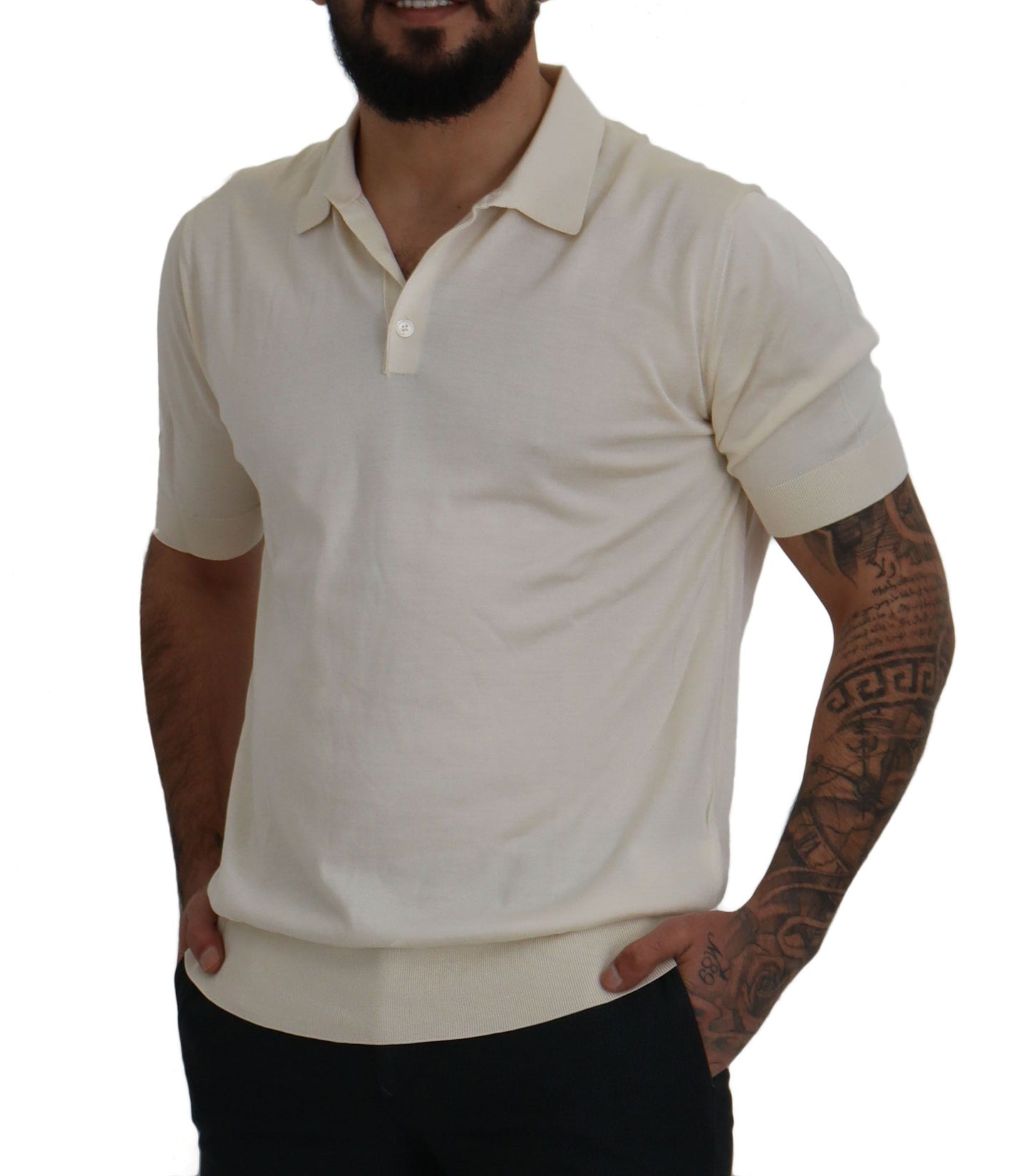 Dolce & Gabbana Elegant Ivory Silk Polo T-Shirt