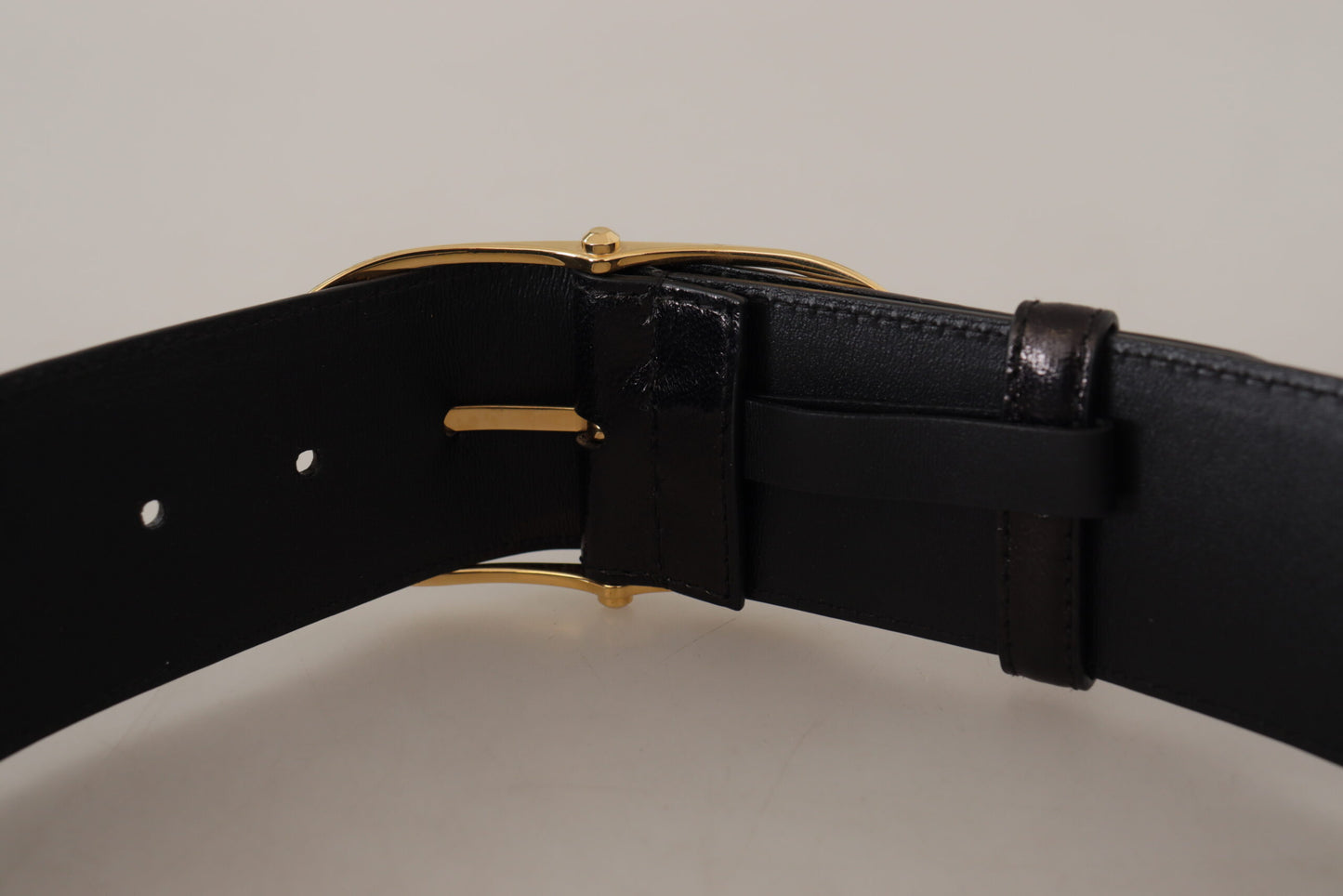 Dolce & Gabbana Elegant Black Leather Logo Belt