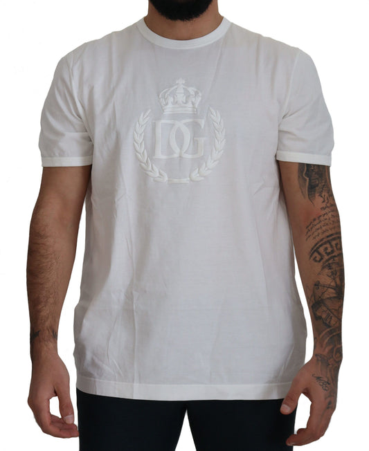 Dolce & Gabbana Elegant White Cotton Tee With Logo Detail