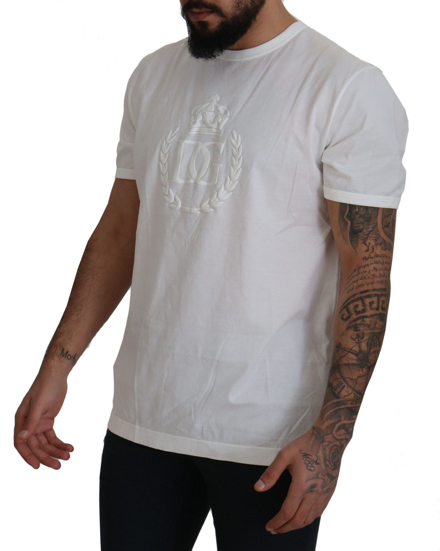 Dolce & Gabbana Elegant White Cotton Tee With Logo Detail