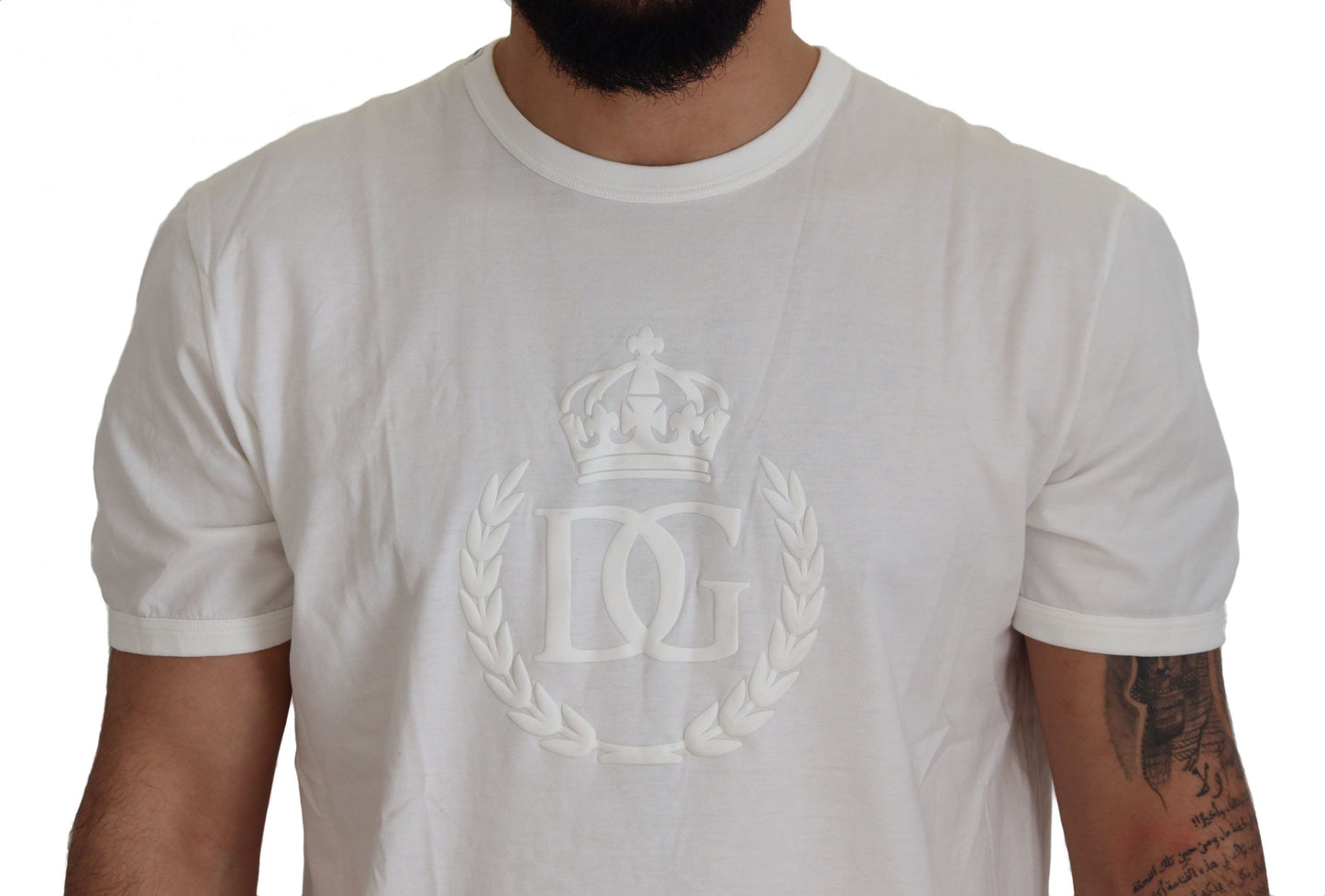 Dolce & Gabbana Elegant White Cotton Tee With Logo Detail