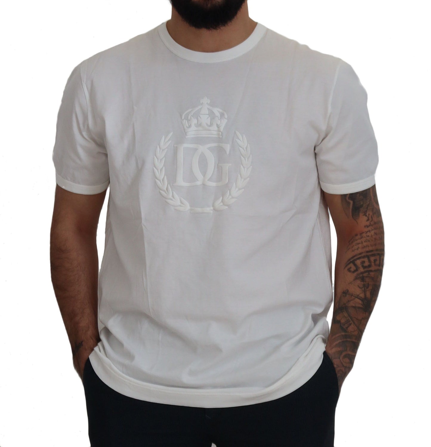 Dolce & Gabbana Elegant White Cotton Tee With Logo Detail