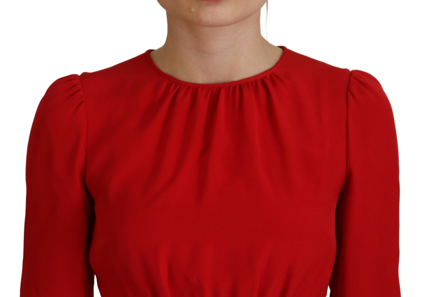 Dolce & Gabbana Elegant Red Silk A-Line Knee Length Dress