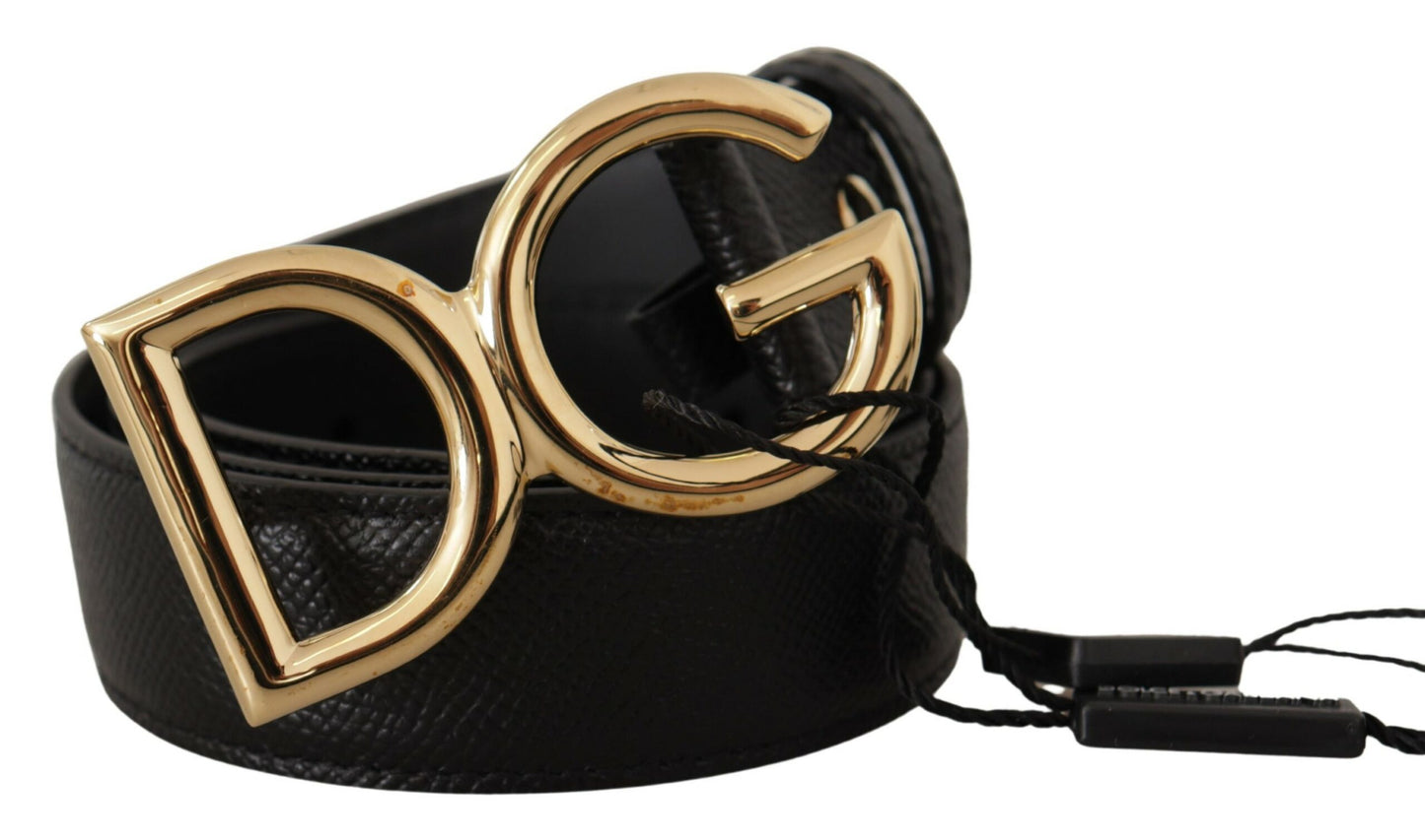 Dolce & Gabbana Elegant Leather Belt with Engraved Buckle