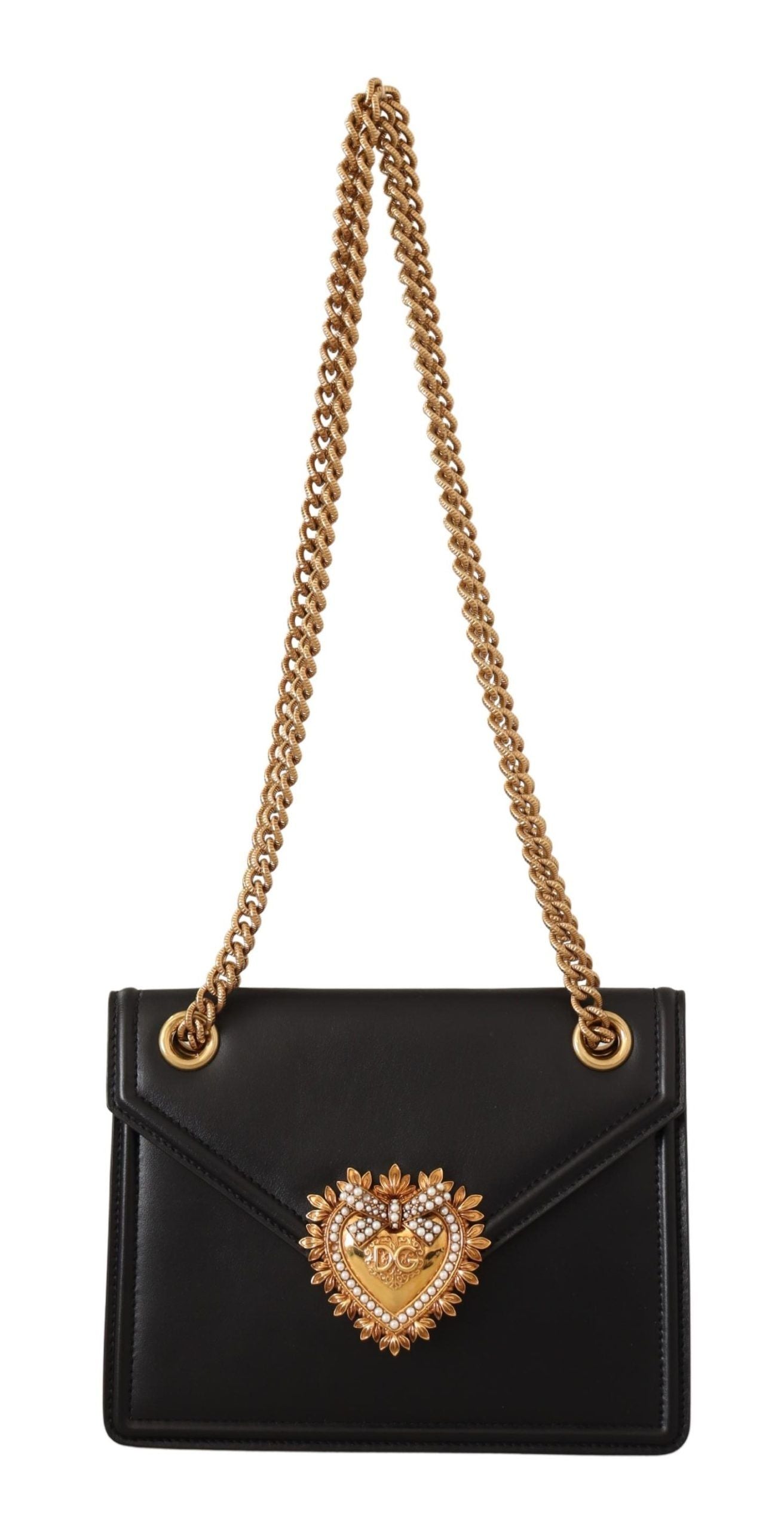 Dolce & Gabbana Elegant Black Leather Devotion Shoulder Bag