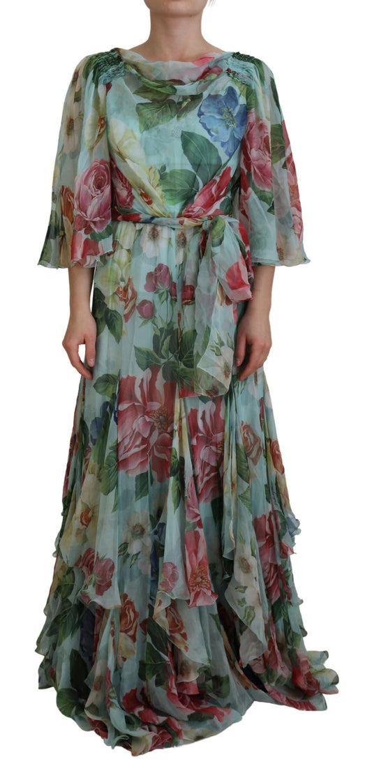 Dolce & Gabbana Elegant Floral Silk Long Dress