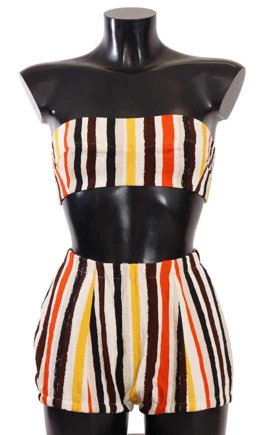 Dolce & Gabbana Chic Striped Bandeau & Shorts Set