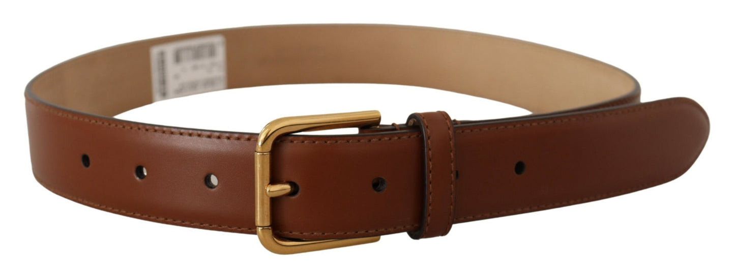 Dolce & Gabbana Elegant Leather Belt with Engraved Buckle