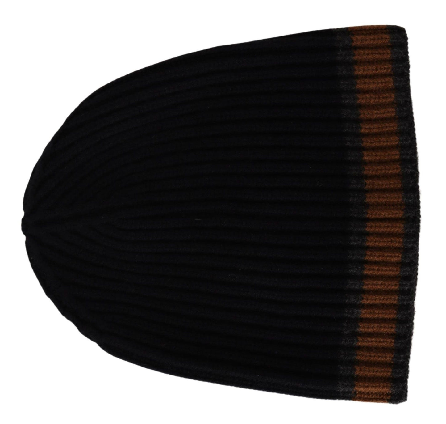 Dolce & Gabbana Elegant Charcoal Striped Cashmere Beanie