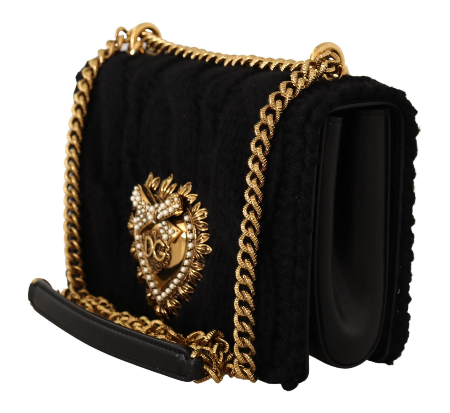 Dolce & Gabbana Sumptuous Black Wool-Cashmere Shoulder Bag