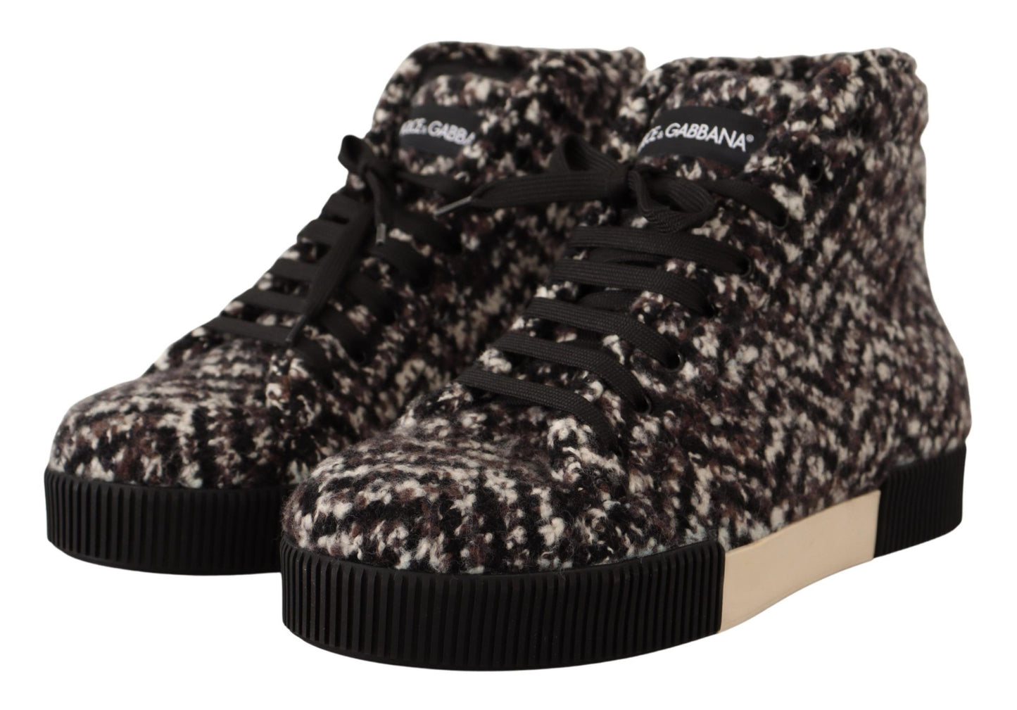 Dolce & Gabbana High-End Chevron High Top Sneakers in Brown