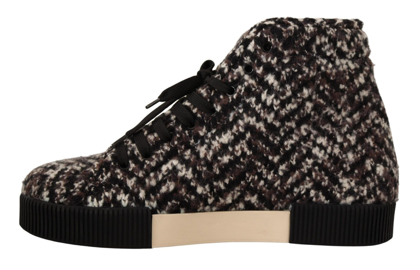 Dolce & Gabbana High-End Chevron High Top Sneakers in Brown