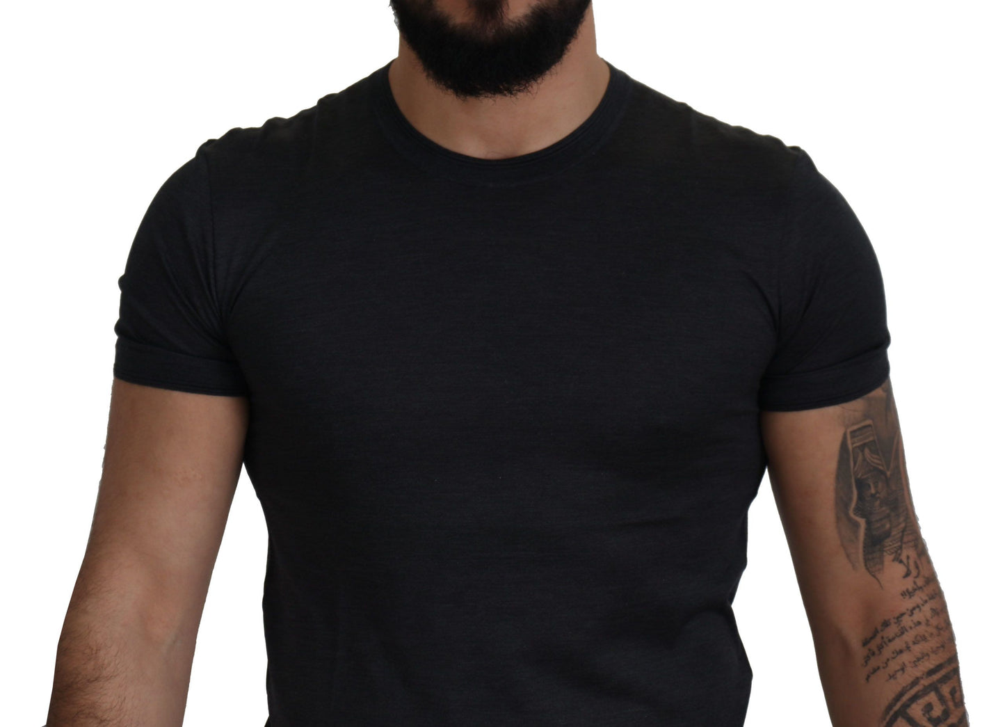 Dolce & Gabbana Elegant Silk Crew Neck Tee in Gray