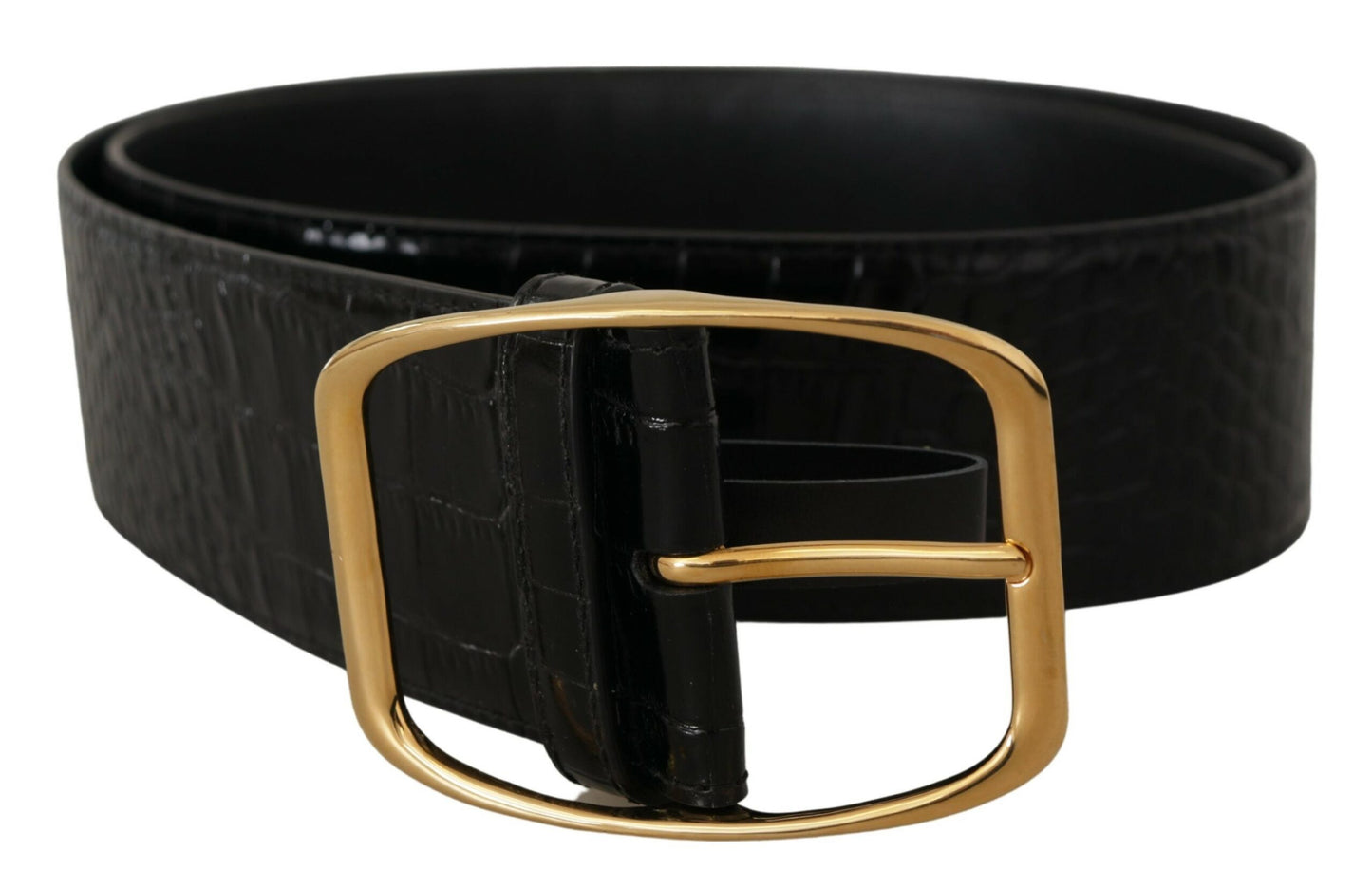 Dolce & Gabbana Elegant Leather Belt with Logo-Engraved Buckle