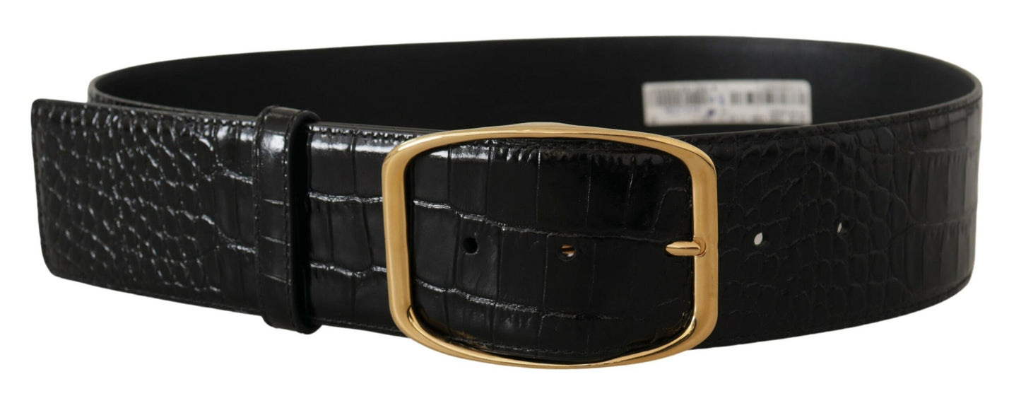 Dolce & Gabbana Elegant Leather Belt with Logo-Engraved Buckle