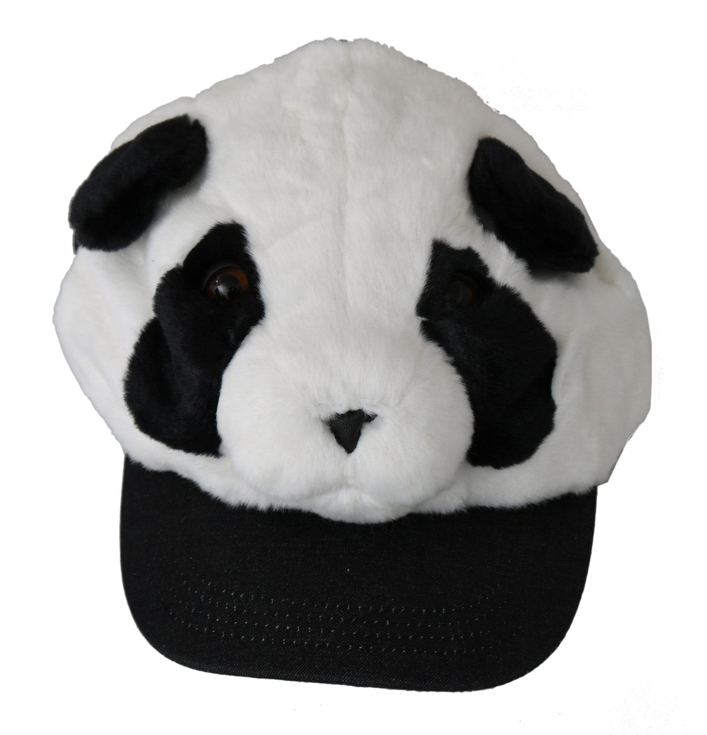 Dolce & Gabbana Elegant Monochrome Panda Fur Baseball Cap