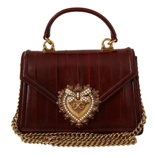 Dolce & Gabbana Bordeaux Devotion Leather Shoulder Bag