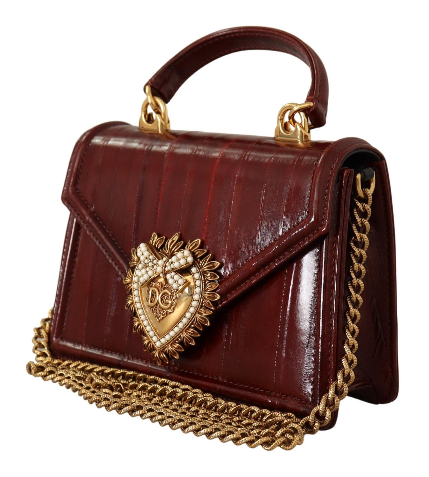 Dolce & Gabbana Bordeaux Devotion Leather Shoulder Bag