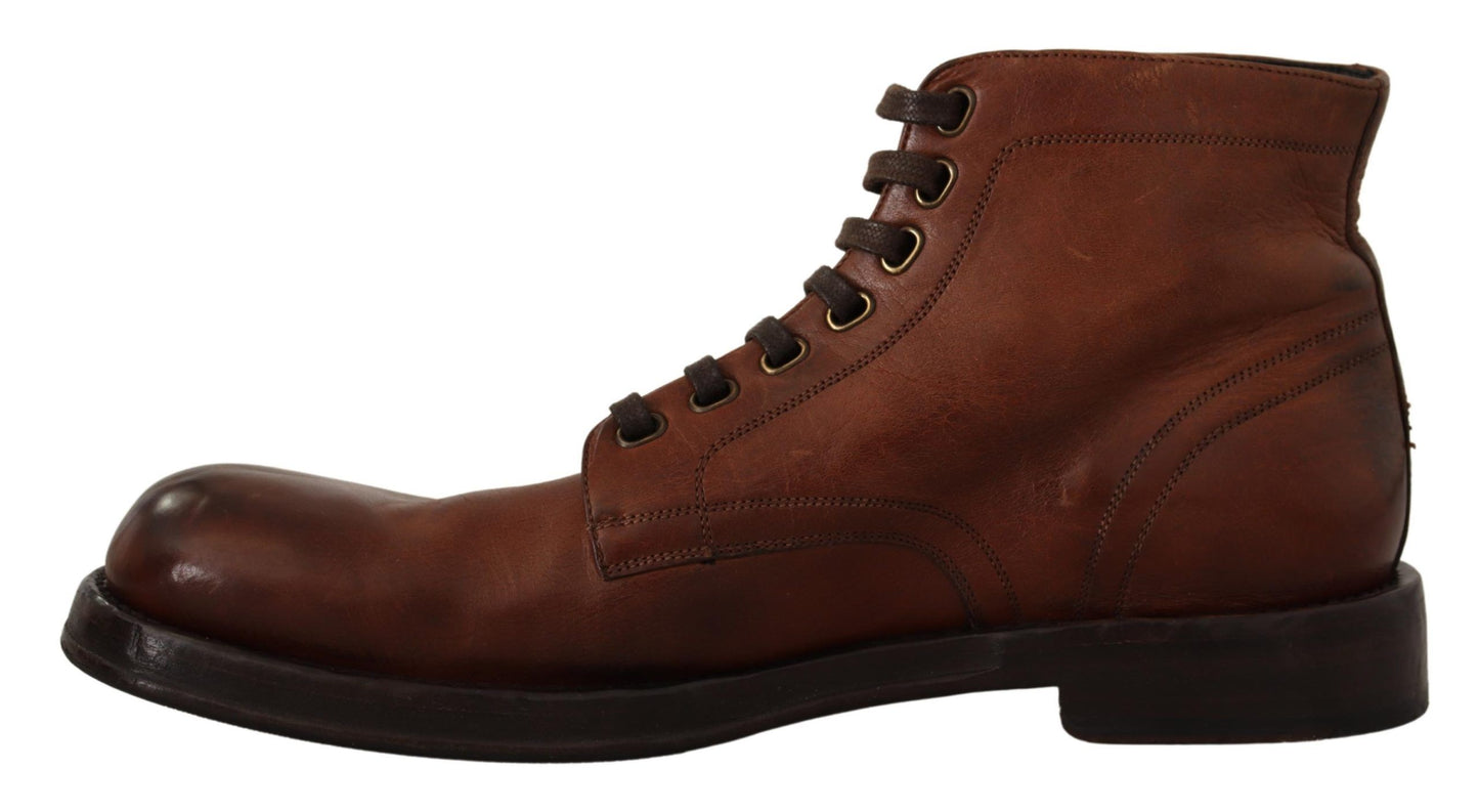 Dolce & Gabbana Elegant Brown Leather Ankle Boots