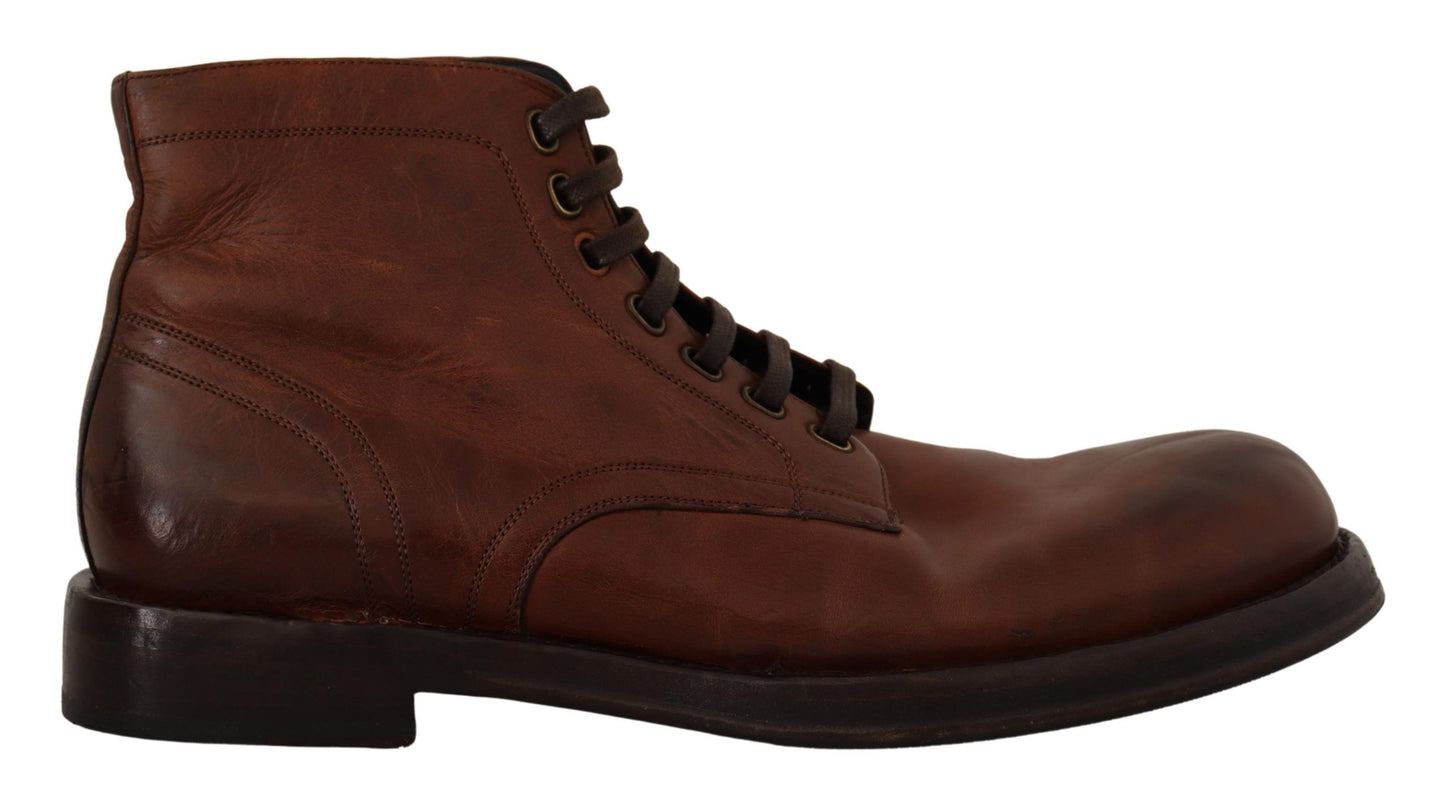 Dolce & Gabbana Elegant Brown Leather Ankle Boots